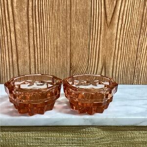 Vintage Indiana Glass Whitehall Pink Taper Candle Holders set of 2